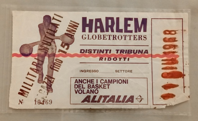 Biglietto ingresso della partita degli Harlem Globetrotters dell'11 giugno 1968